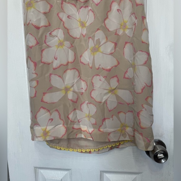 Anthropologie Leifsdottir Silk Cream Floral Ruffle Shift Dress Women’s Size 2 - Picture 4 of 11